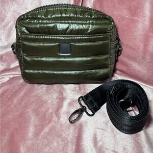 Olive Green Quilted Crossbody Bag